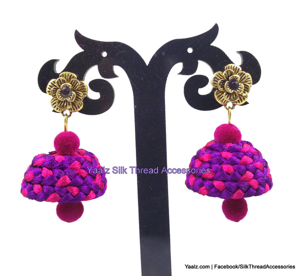 silk thread Checker Earrings 