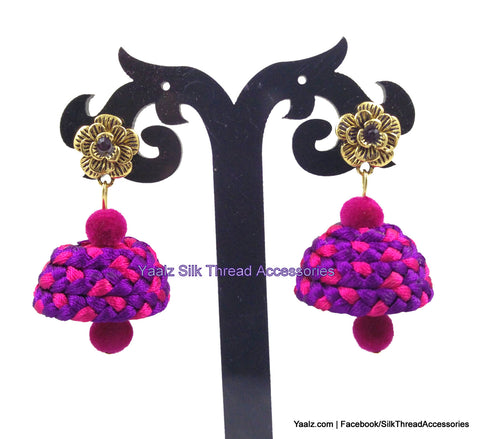 silk thread Checker Earrings 