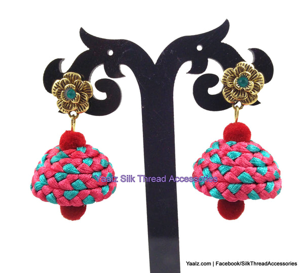 silk thread Checker Earrings 