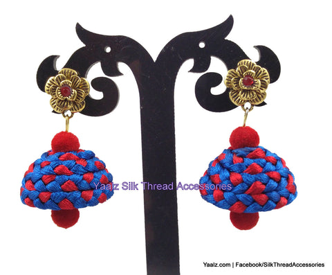 silk thread Checker Earrings 