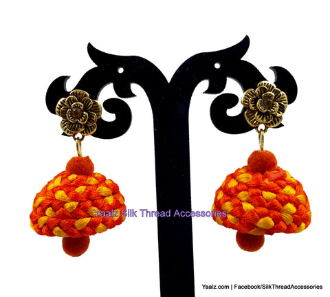 silk thread Checker Earrings 