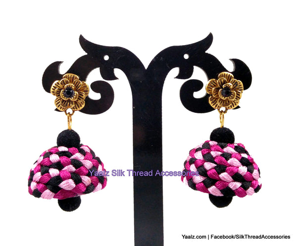 silk thread Checker Earrings 