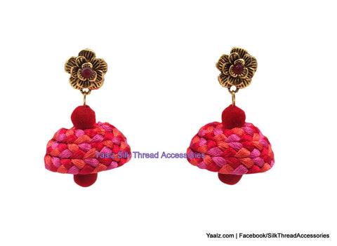 silk thread Checker Earrings 