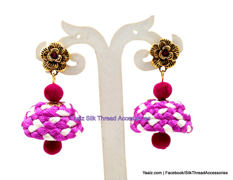 silk thread Checker Earrings 