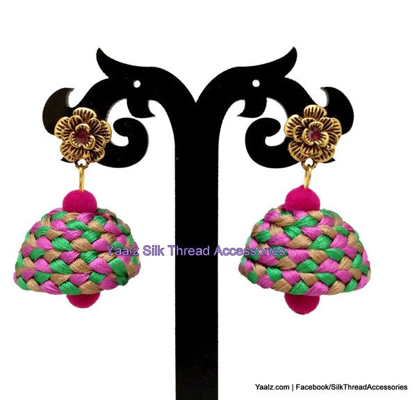 silk thread Checker Earrings 