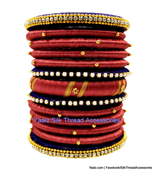 silk thread Bangle Earring Jumka-Yaalz Assorted Silk Thread Bangles in Dark Blue & Maroon Colors.-YAALZ