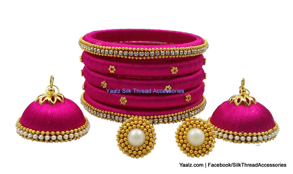 Yaalz Trendy Bangle & Earring Combo  in Pink Color