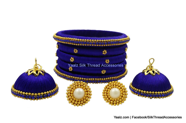 Yaalz Trendy Bangle & Earring Combo in Dark Blue Color