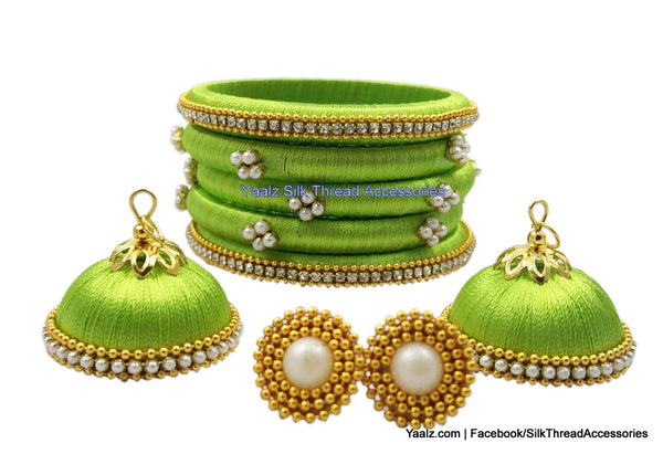Yaalz Trendy Bangle & Earring Combo in Parrot Green Color