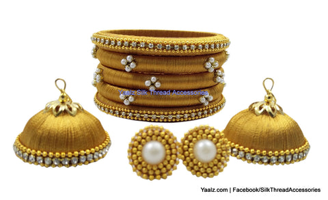 Yaalz Trendy Bangle & Earring Combo in Gold Color