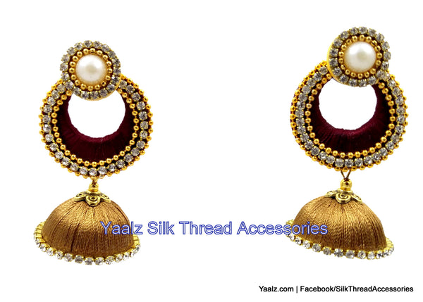 silk thread Bangle Earring Jumka-Yaalz Chand Bali Jhumka in Black & Gold Colors-YAALZ
