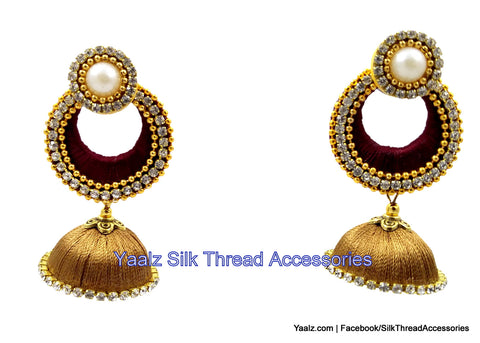 silk thread Bangle Earring Jumka-Yaalz Chand Bali Jhumka in Black & Gold Colors-YAALZ