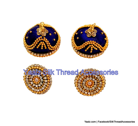 silk thread jewelry Bangle Earring Jumka-Yaalz Sparkling Worked Jhumka in Blue Color-YAALZ