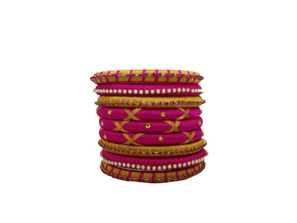 Yaalz Silk Thread 10pcs Polo Bangle Set of 10pcs for festival / Casual / Office Wears