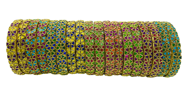 Yaalz Rich Triangle Kundan Stone Work Pair Bangles In Multiple Colors
