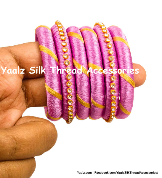 Yaalz Silk Thread Simple 6Pcs Bangle Sets In Various Colors