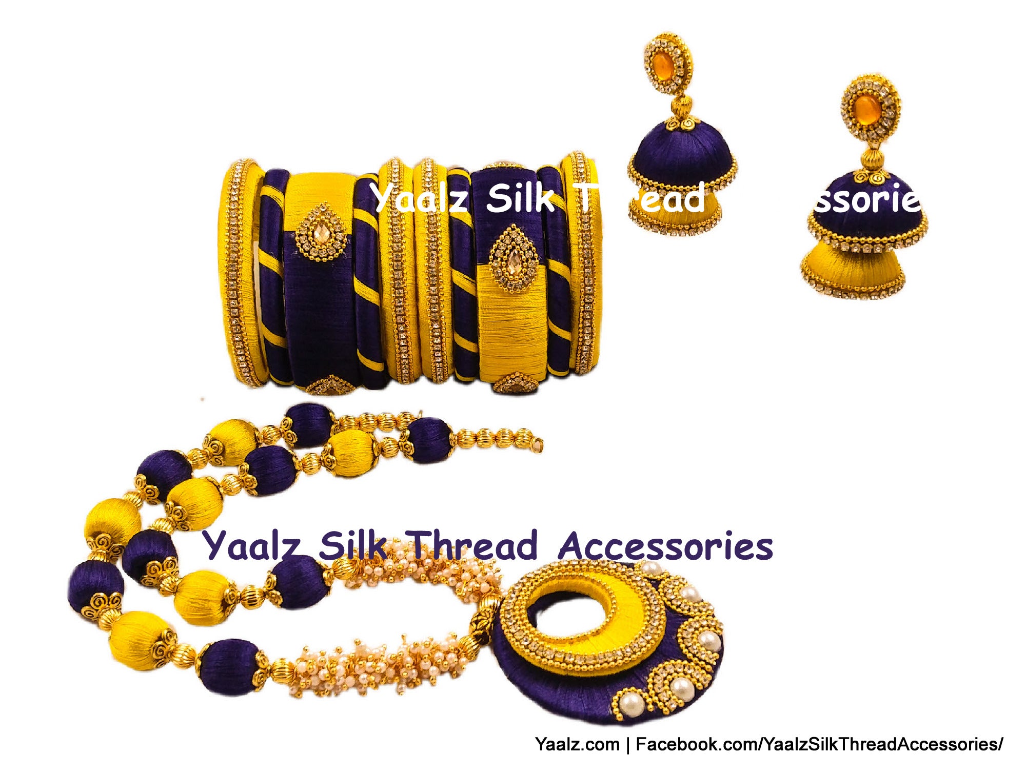 Silk thread Jewelery set  Silk thread Bangle with thread jhumkas  Silk  thread earrings designs Thread bangles Silk thread bangles