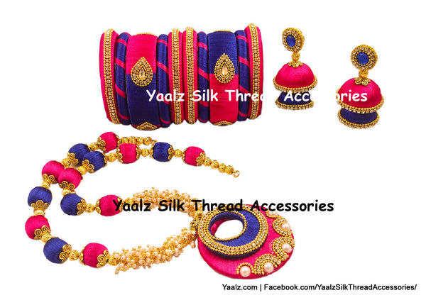 silk thread BANGLE EARRING & NECKSET 