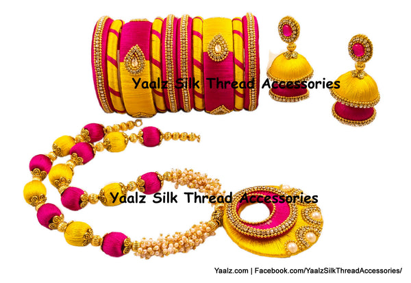 silk thread BANGLE EARRING & NECKSET 