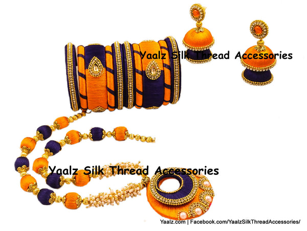 silk thread BANGLE EARRING & NECKSET 
