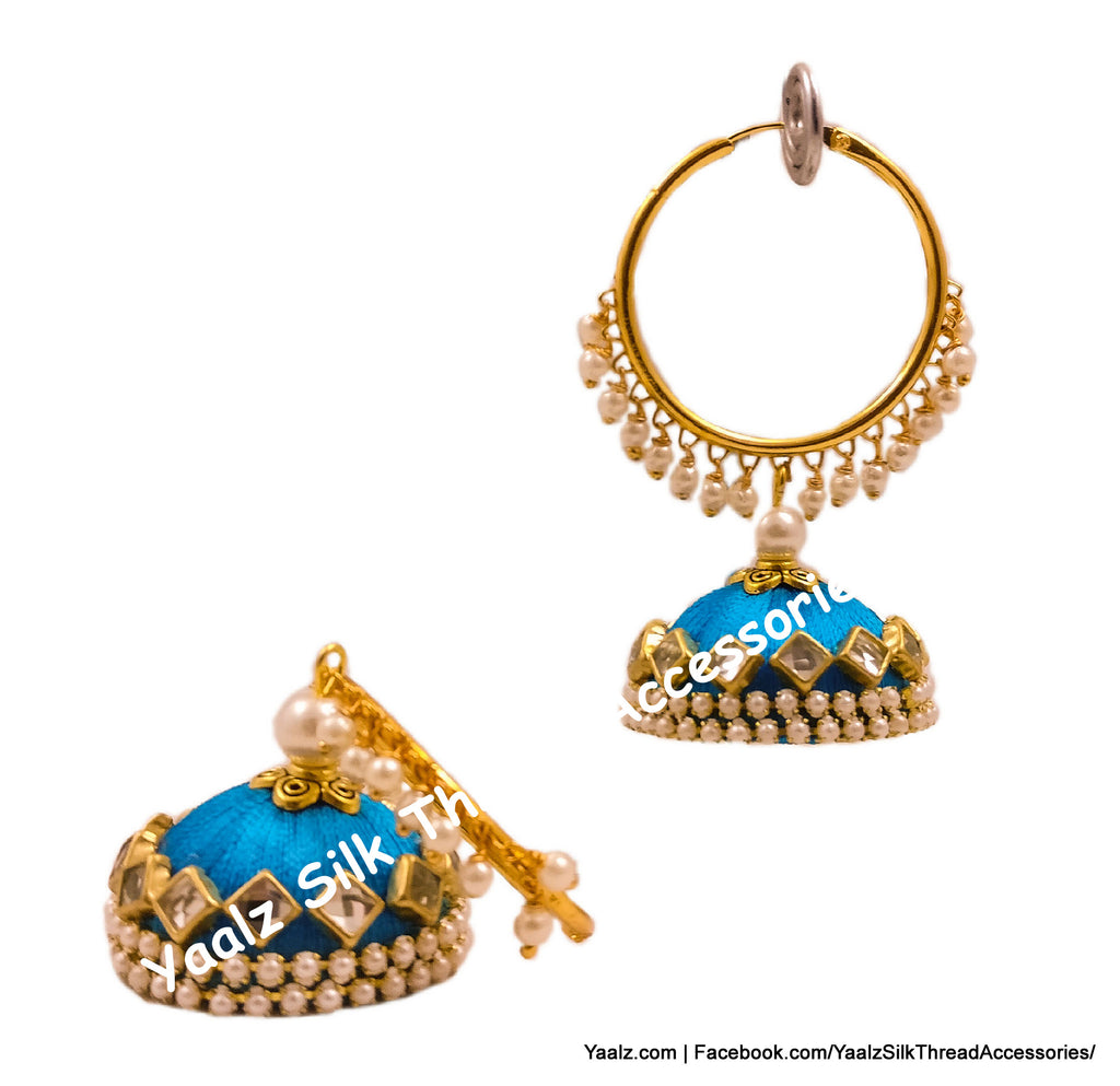 Silk thread hoop earrings online