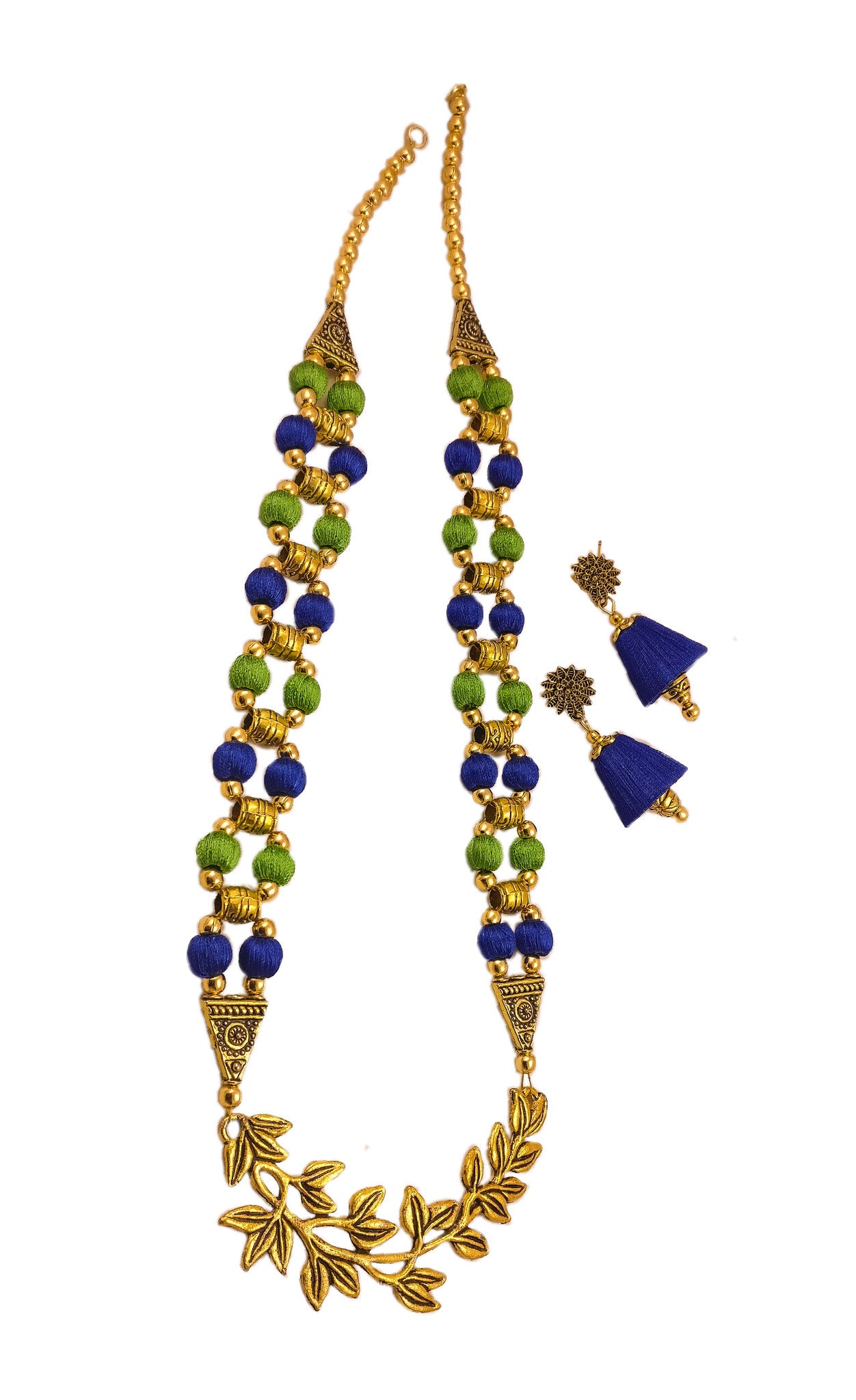 Yaalz Antique Chain Neckset & Matching Cone Jhumka Earring Combo