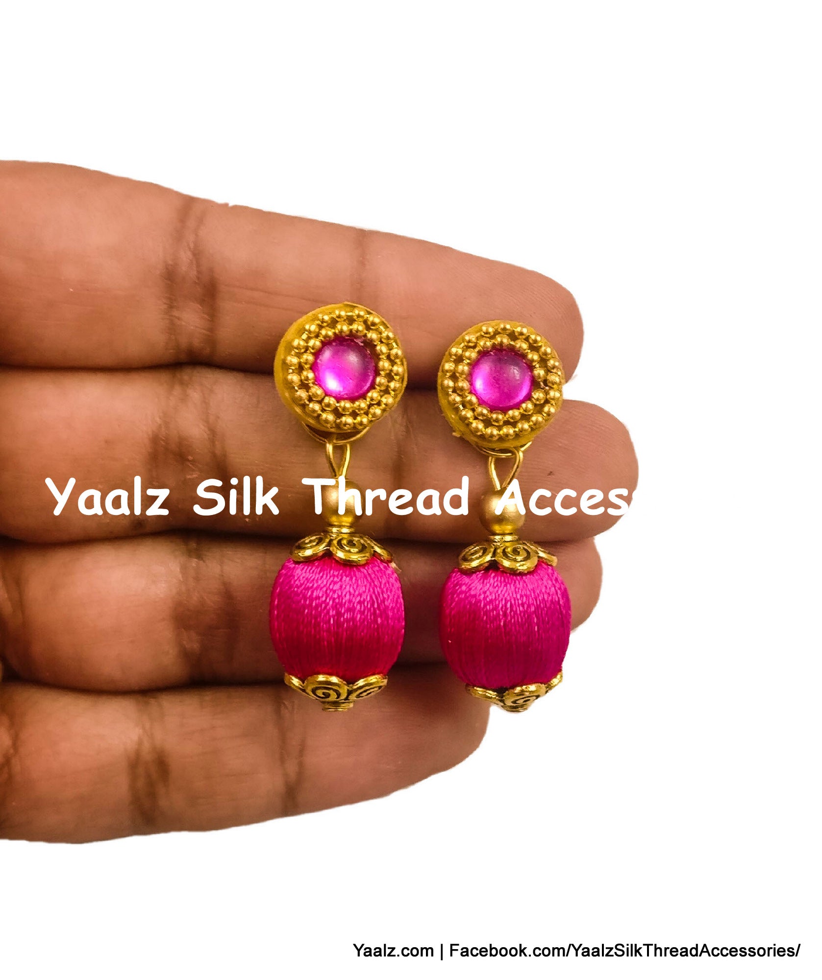Yaalz Silk Thread Bead Earrings With Stud In Assorted Colors