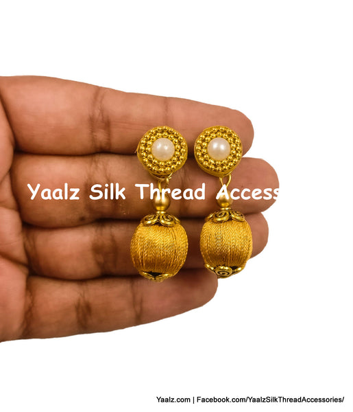 silk thread Bead Earrings 