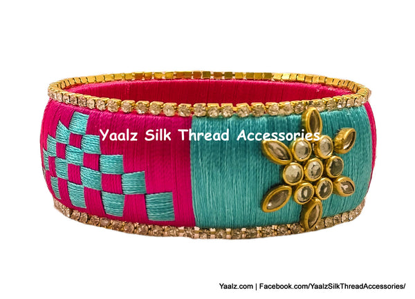 Yaalz Silk Thread Check Bangle Pieces in Assorted Colors