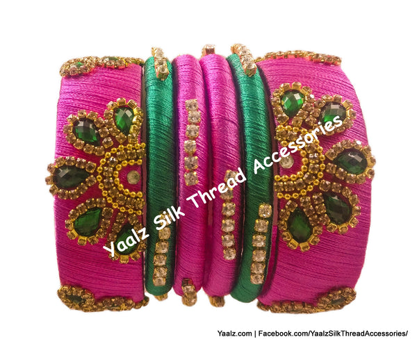 Yaalz Heavy Antique Stone Partywear Bangle Sets In Assorted Colors