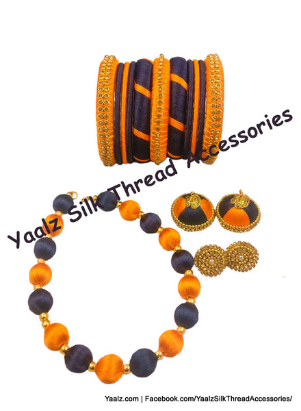 silk thread BANGLE EARRING & NECKSET 