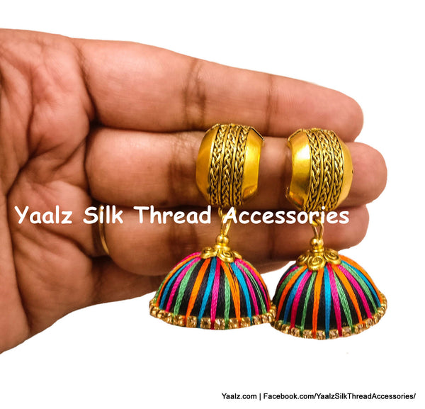 Yaalz Silk Thread Ring Earrings in Assorted Colors