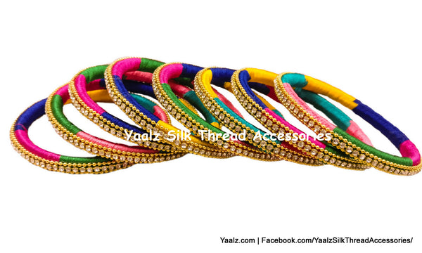 Yaalz Silk Thread Elegant Multi Color Bangle Sets For Partywear