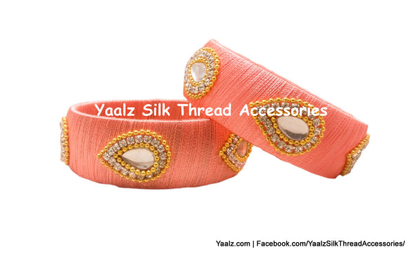Yaalz Silk Thread Leaf Work Partywear Kada Bangles in Assorted Colors