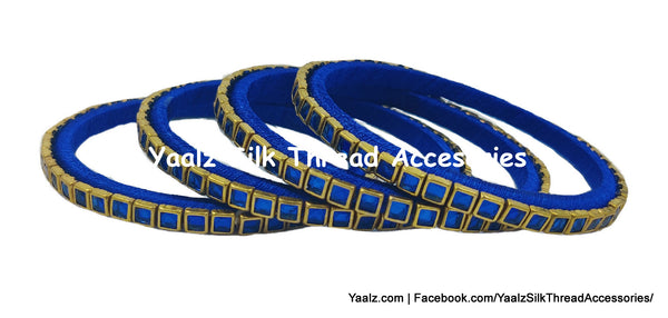 Yaalz Silk Thread Full Square Kundan Stone Heavy 6Pcs Bangle Sets In Assorted Colors