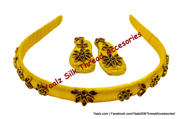 Yaalz Silk Thread Kids' Hair Band And Tic-Tac Clip Pairs In Assorted Colors