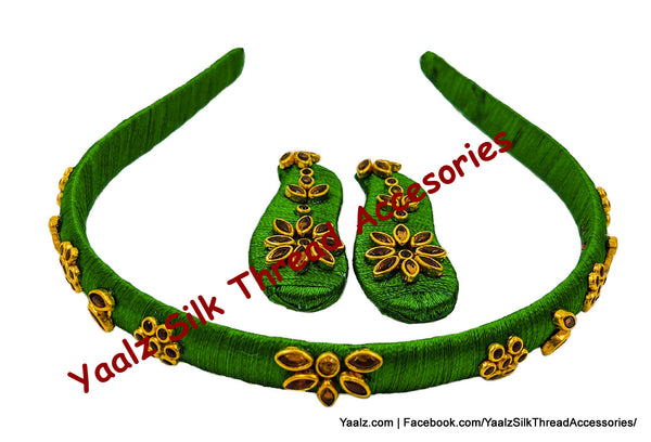 Yaalz Silk Thread Kids' Hair Band And Tic-Tac Clip Pairs In Assorted Colors