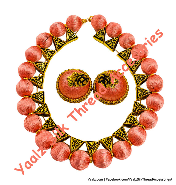 Yaalz Silk Thread Antique Choker Necksets With Chand Bali Earrings In Assorted Colors