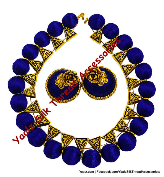 Yaalz Silk Thread Antique Choker Necksets With Chand Bali Earrings In Assorted Colors