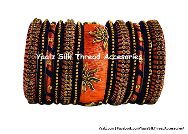 Yaalz Silk Thread Long 13Pcs Bridal / Partywear Bangle Set In Assorted Colors