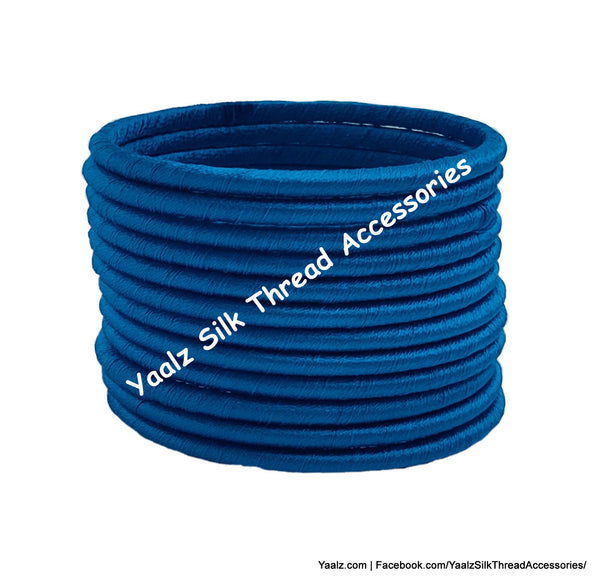 Yaalz Silk Thread Weightless Plain Thin Dozen Bangle Sets In Assorted Colors