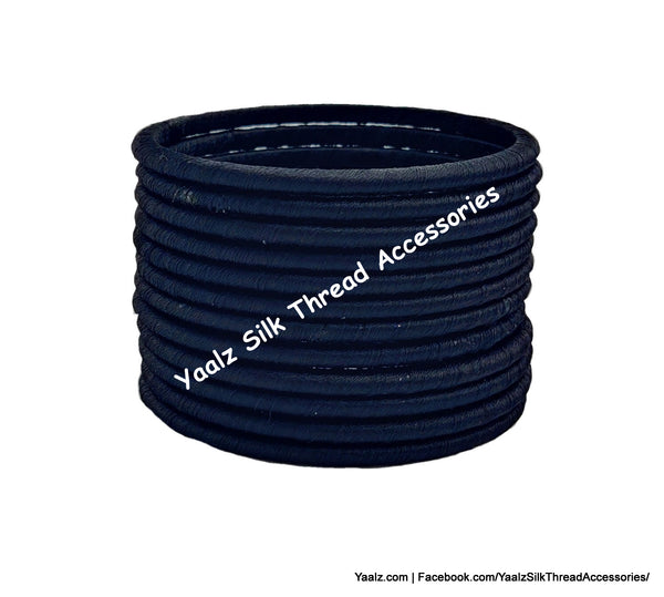 Yaalz Silk Thread Weightless Plain Thin Dozen Bangle Sets In Assorted Colors