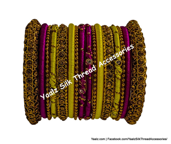 Yaalz Heavy Metal Partywear Bridal Bangle Set In Assorted Colors