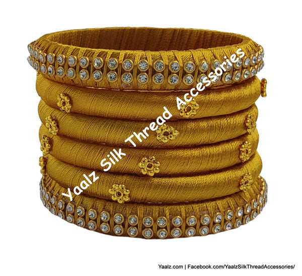 Yaalz Silk Thread Simple & Elegant 6Pcs Bangle Sets In Assorted Colors