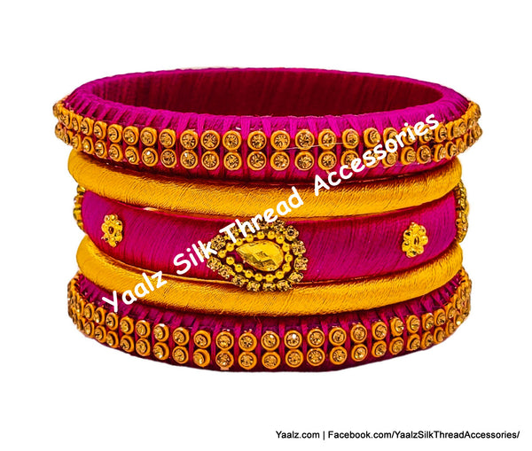 Yaalz Silk Thread Simple & Elegant Bangle Sets In Assorted Colors - Design 3