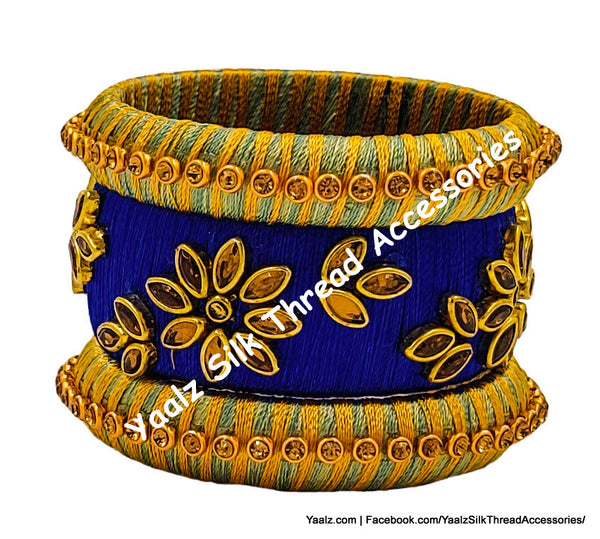 Yaalz Silk Thread Kundan Stone 3Pcs Partywear Bangle Sets In Assorted Colors