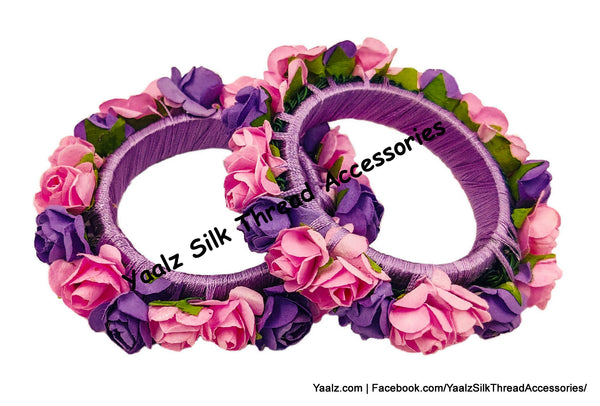 Yaalz Silk Thread Floral Bracelet Bangles In Assorted Colors