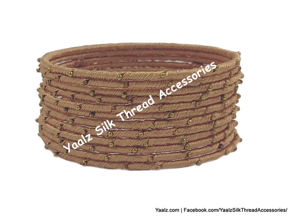Yaalz Silk Thread Metal Thin Bangle Sets In Assorted Colors