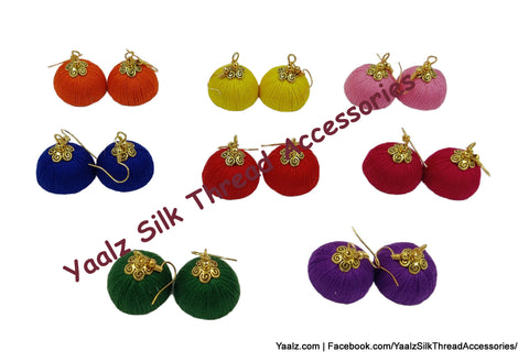 Yaalz Silk Thread Simple & Elegant Cotton Thread Jhumka Earrings In Assorted Colors