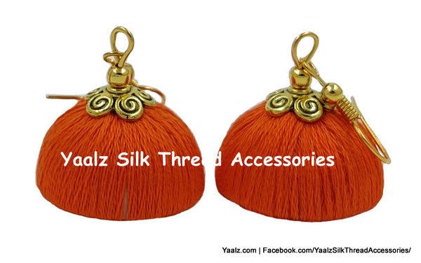 Yaalz Silk Thread Simple & Elegant Cotton Thread Jhumka Earrings In Assorted Colors